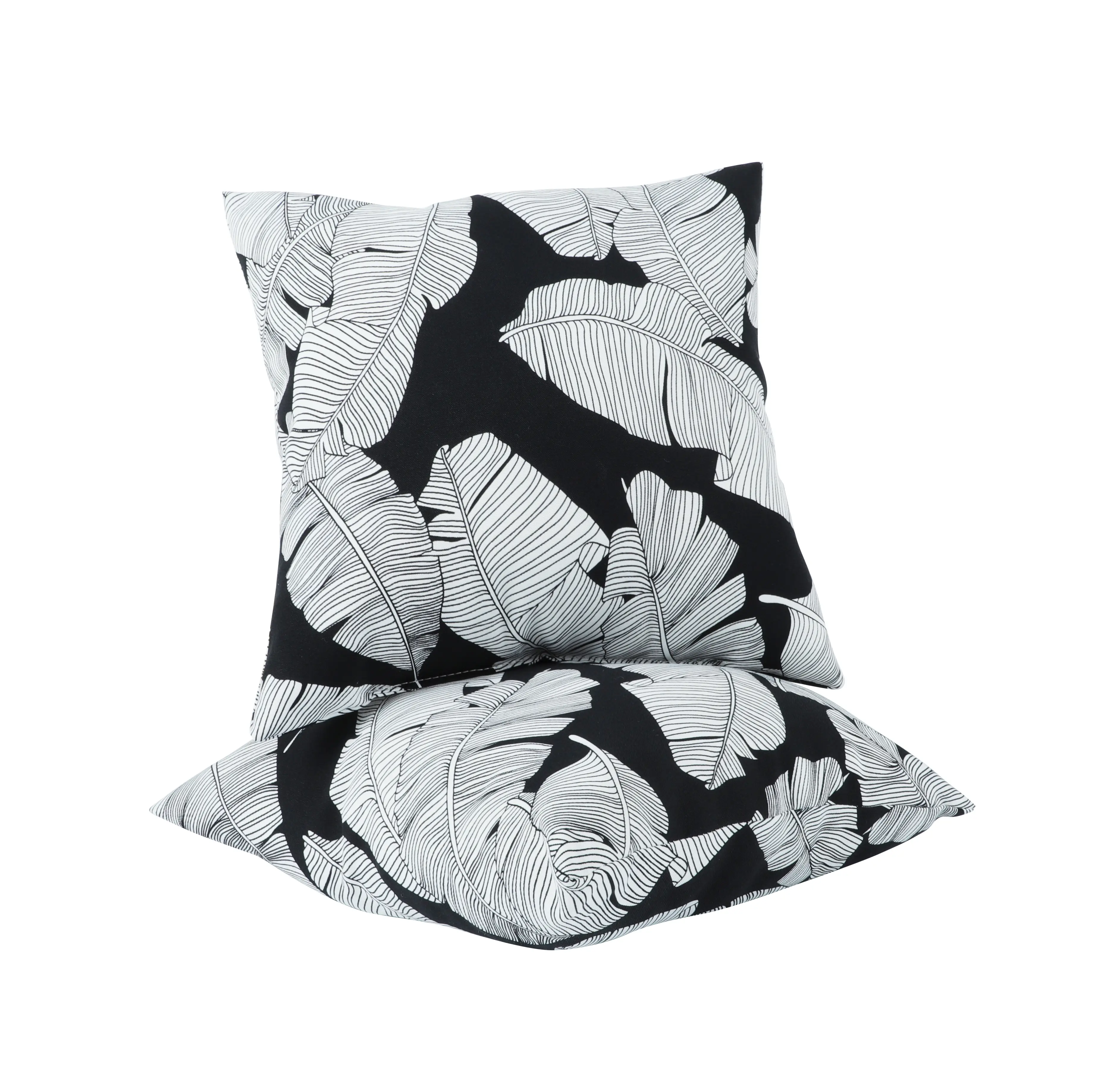 Outdoor Throw Pillows 2 Pack, 18x18 Inch Square Polyester Cushions with Leaf Pattern, Waterproof & Fade-Resistant for Patio Garden Furniture, Cotton, Unisex, Pillow Shape, Machine Washable, Outdoor Decor, Leaf Print, Nature Motif