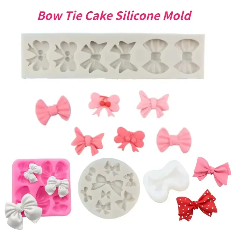 1PC Bow Cake Silicone Mold Chocolate Bow Mold Cake Mousse Silicone Mold Plaster Decoration Tools Silicone Baking Molds