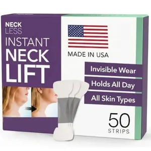 Neck Less - 50 Strips | Patented Instant Neck Lift Tape | Medical-Grade, Hypoallergenic, 10-Hour Hold | Non-Surgical Turkey Neck Fix | Invisible, Waterproof Lifting Strips for Sagging Neck & Jawline | Best Neck Tape