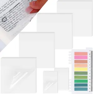 Transparent Sticky Notes with Sticky Index Tabs, Clear Sticky Notes Sets, Waterproof & See-Through PET Paster, Translucent Paster