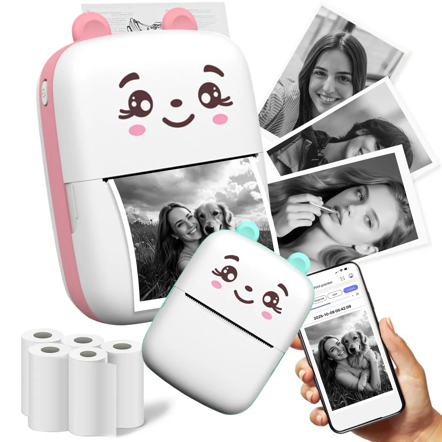 Mini pocket printer, small sticker printer, ink free printer, portable thermal printer, suitable for notes, photos, stickers, labels, diaries