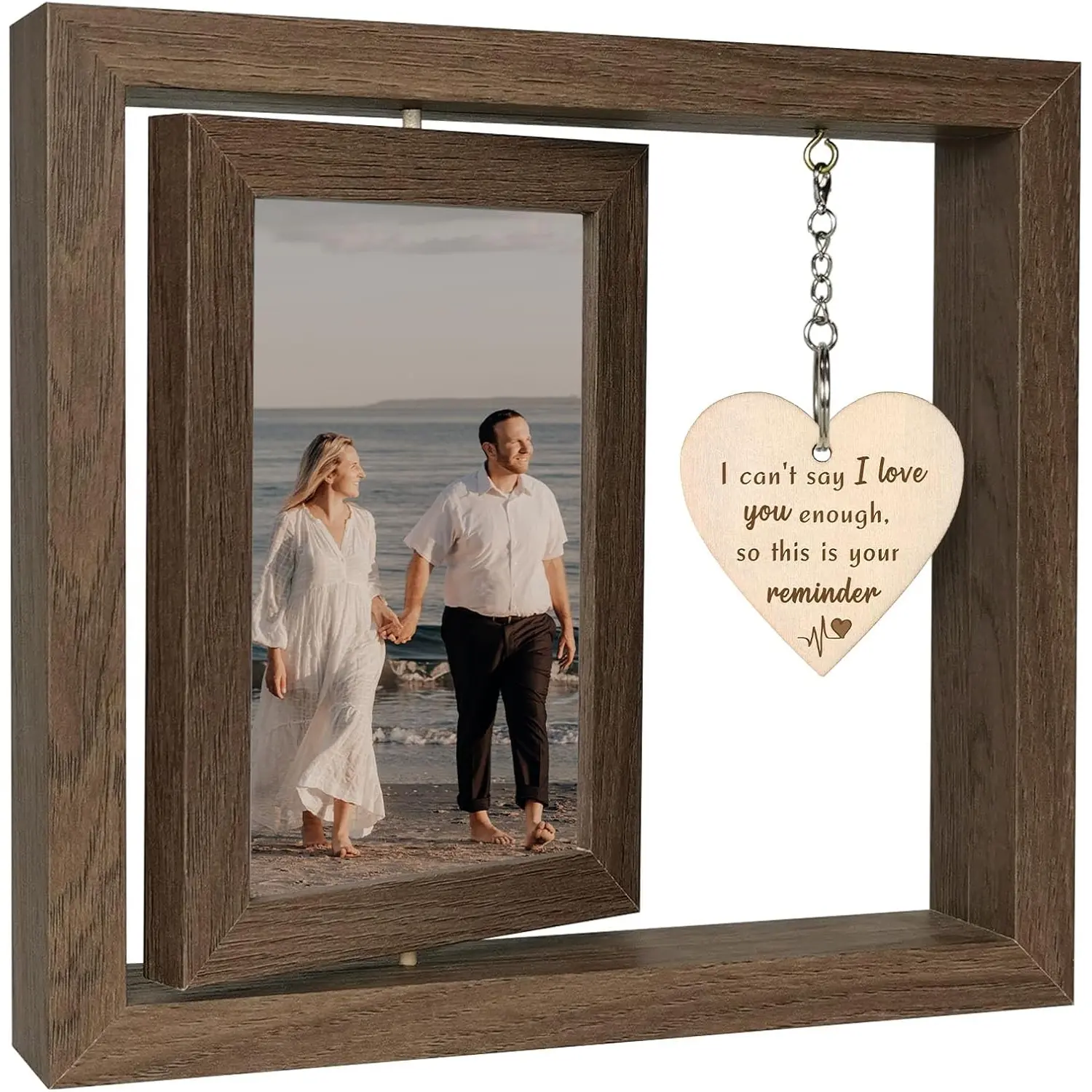 I Can't Say I Love You Enough - So This is Your Reminder Rotating Picture Frame, Sentimental I Love You Reminder Gifts for Girlfriend Boyfriend Her Him (Display 2 4x6)