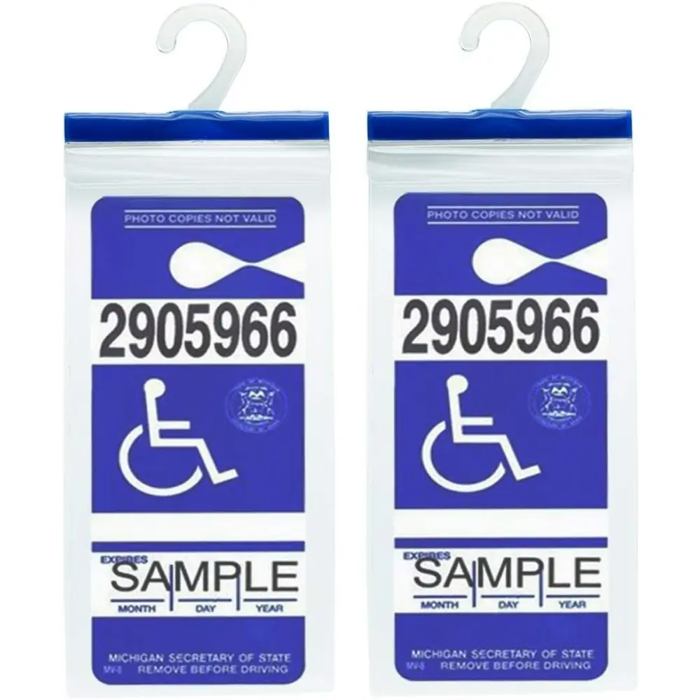Disabled Parking Permit Holder for Car Rearview Mirror (Set of 2) - 11.6in x 5in High Quality Plastic Sleeve, Built-in Large Hook, Bend & Tear Resistant, Easy to Display, Protects from Scratches
