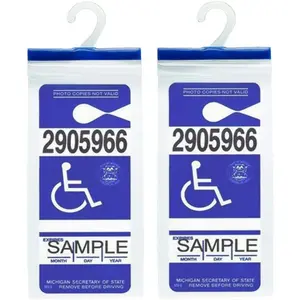 Handicap Parking Placard Holder-Disabled Parking Permit Holder Hanger Sleeve with Larger Hook (Set of 2)