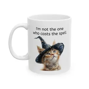 Cat Mug Witchy Vibe for Cat Lovers Ceramic Drink Drinkware Reusable