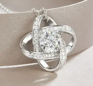 Interlocking Halo Pendant Necklace - Moissanite Infinity Circle Necklace