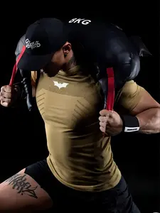 Men's Batman Fitness Short Sleeve Top, Training Shirt, Sporty Style, High Elasticity Quick-Dry Breathable Fabric, Slim Fit for Muscle Training