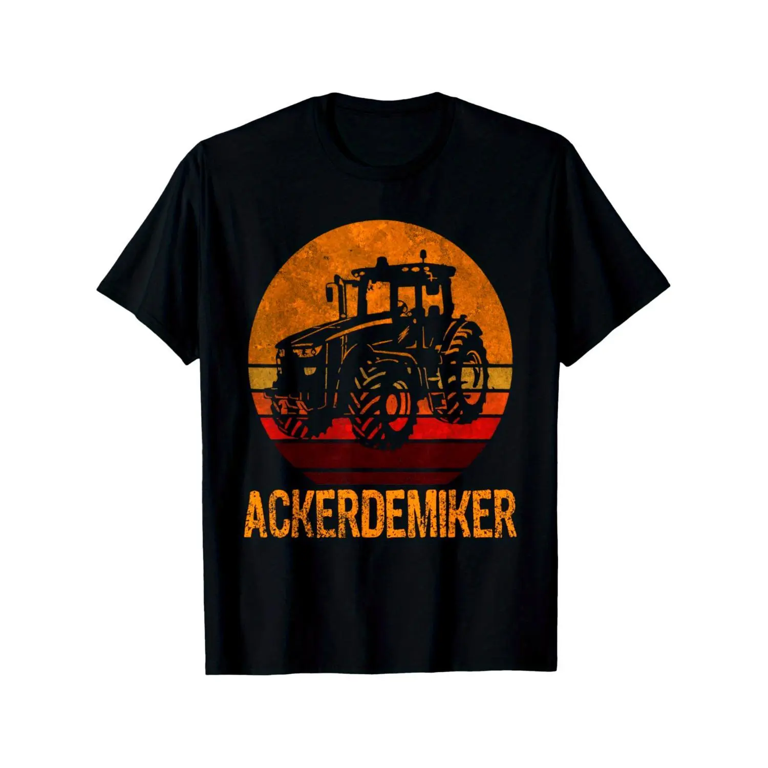 Mens Vintage Farm Tractor Cotton T Shirt Black Distressed Text And Tractor Graphic Breathable Casual Tee Suitable For Farm Visits Agricultural Events Casual Attire Machine Washable Regular Fit Short Sleeve Shirt