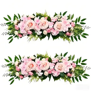 Forest Style Artificial Rose Hydrangea Arrangement, Wedding Arch Background Wall Decor, Table Centerpiece Ornament, Realistic Fake Flowers