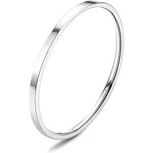 MILACOLATO S925 Sterling Silver Rings for Women Men 18K White Gold Plated Stackable Statement Thin Plain Thumb Ring High Polished Wedding Band Ring Comfort Fit Size 4 to 12, 1mm 2mm 3mm 4mm 6mm