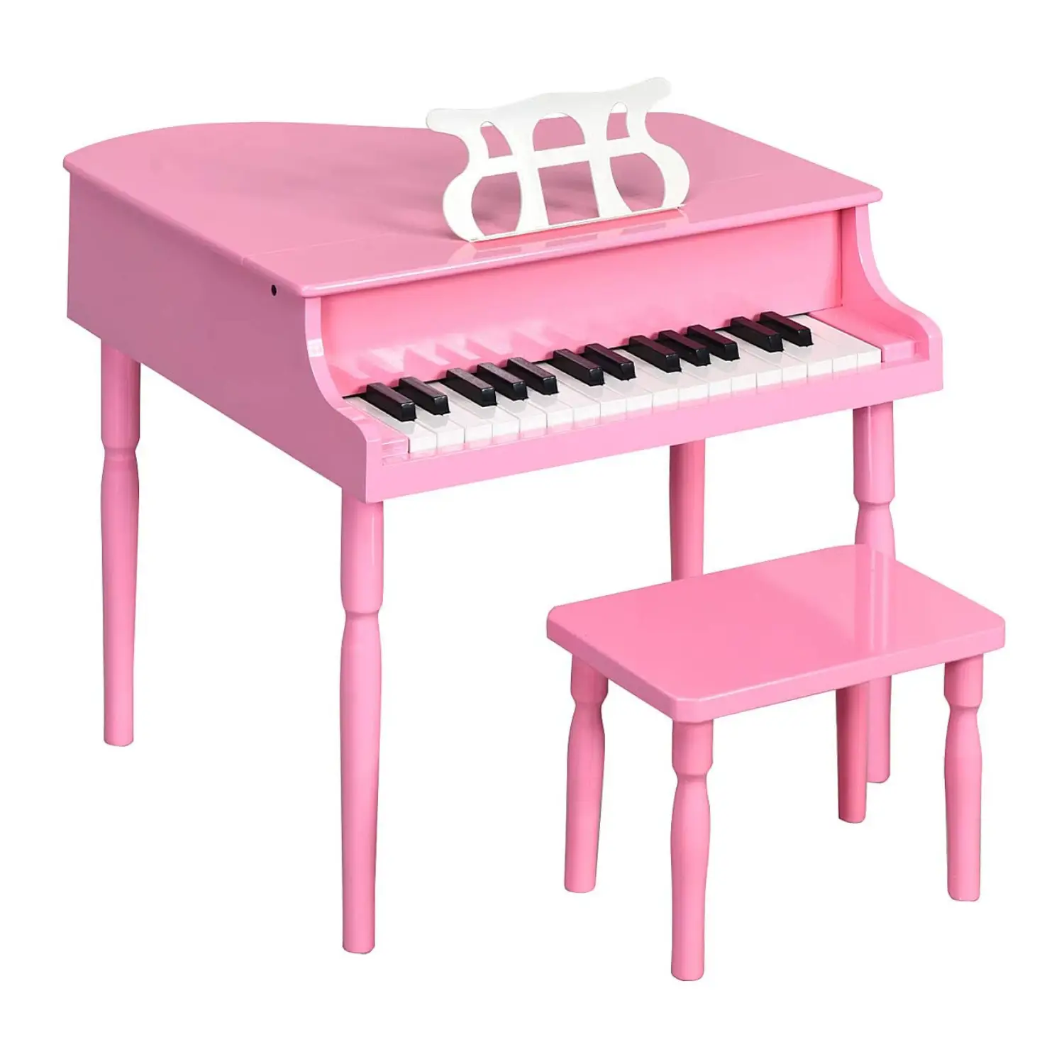 Costzon Classical Kids Piano, 30 Keys Wood Toy Grand Piano with Music Stand and Bench, Mini Musical Toy for Child, Ideal for Children's Room, Toy Room