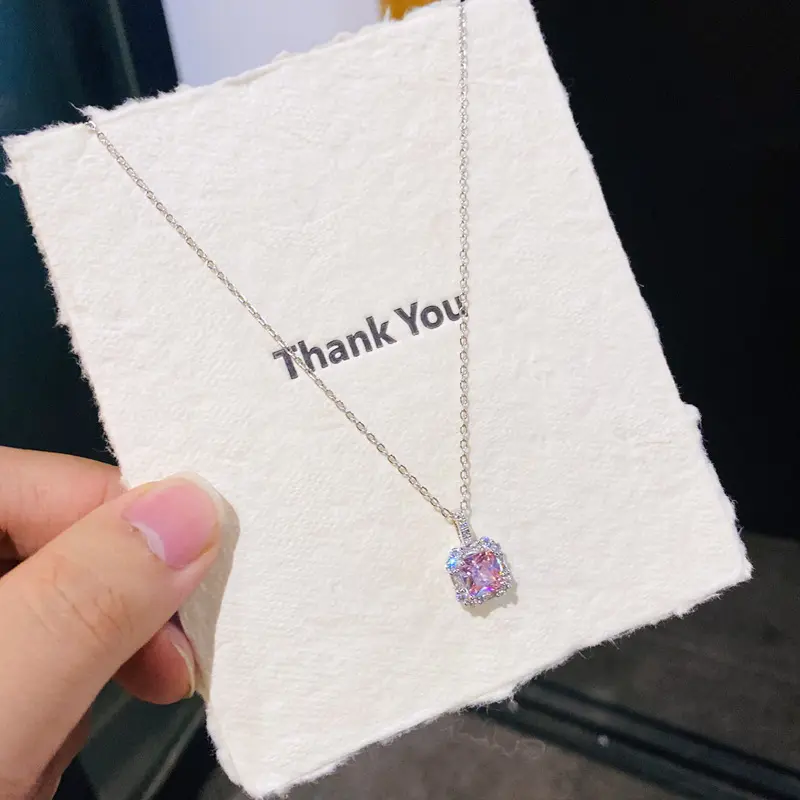 D03 Silver Pink Square Diamond