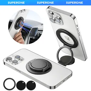 summervibes Iron MagSafe Metal Ring Holder - Dual-Side Magnetic Removable Cellphone Grip with Kickstand, Wireless Camera Accessories for iPhone 17/16/15/14/13/12 Series MagSafe Cases & Magnetic Car Mount-Compatible Phones