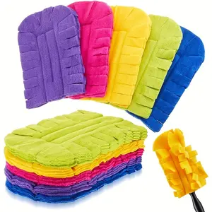 5Pcs,Duster Refill Fleece Refills,Hand Dusters Cleaning Reusable Duster Pads Washable Dusters for Cleaning Ceiling Fan Hardwoods Window Kitchen Floor, Rainbow Colors