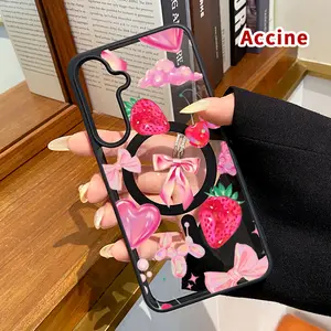 Magnetic Phone Case Compatible with Samsung Galaxy S23 Ultra S24 Plus S25 S22+ FE Sweet Pink Fantasy Pattern Acrylic Back Soft TPU Edge Anti-Slip skin-friendly feel Hard Shell for