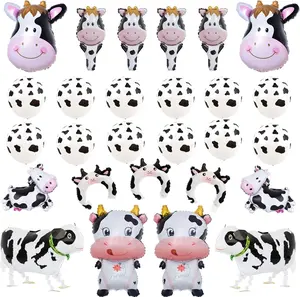 36 Pieces Funny Cow Balloons Farm Animal Cow Theme Birthday Party Supplies Birthday BBQ Party Decorations, Great for Birthday Party Cow Theme Party Decoration