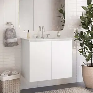 Modway Bryn 30" Wall-Mount Bathroom Vanity in White White