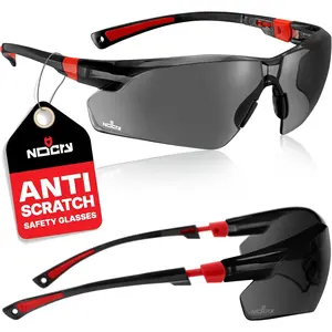 Safety Sunglasses with Green Tinted Wraparound Lenses; Tinted Safety Glasses for Men and Women with Adjustable Arms & No-Slip Grips; Work Glasses with UV 400 Protection; ANSI Z87.1 Rated