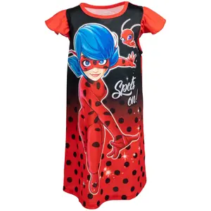 Miraculous Ladybug Little Girls Nightgown Pajamas Black/Red 6