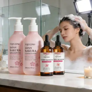 200ML Japanese Cherry Blossom Haircare Shampoo + Conditioner Set, Deep Nourishing Formula, Repair Dry & Frizzy Hair, Smooth Easy Care