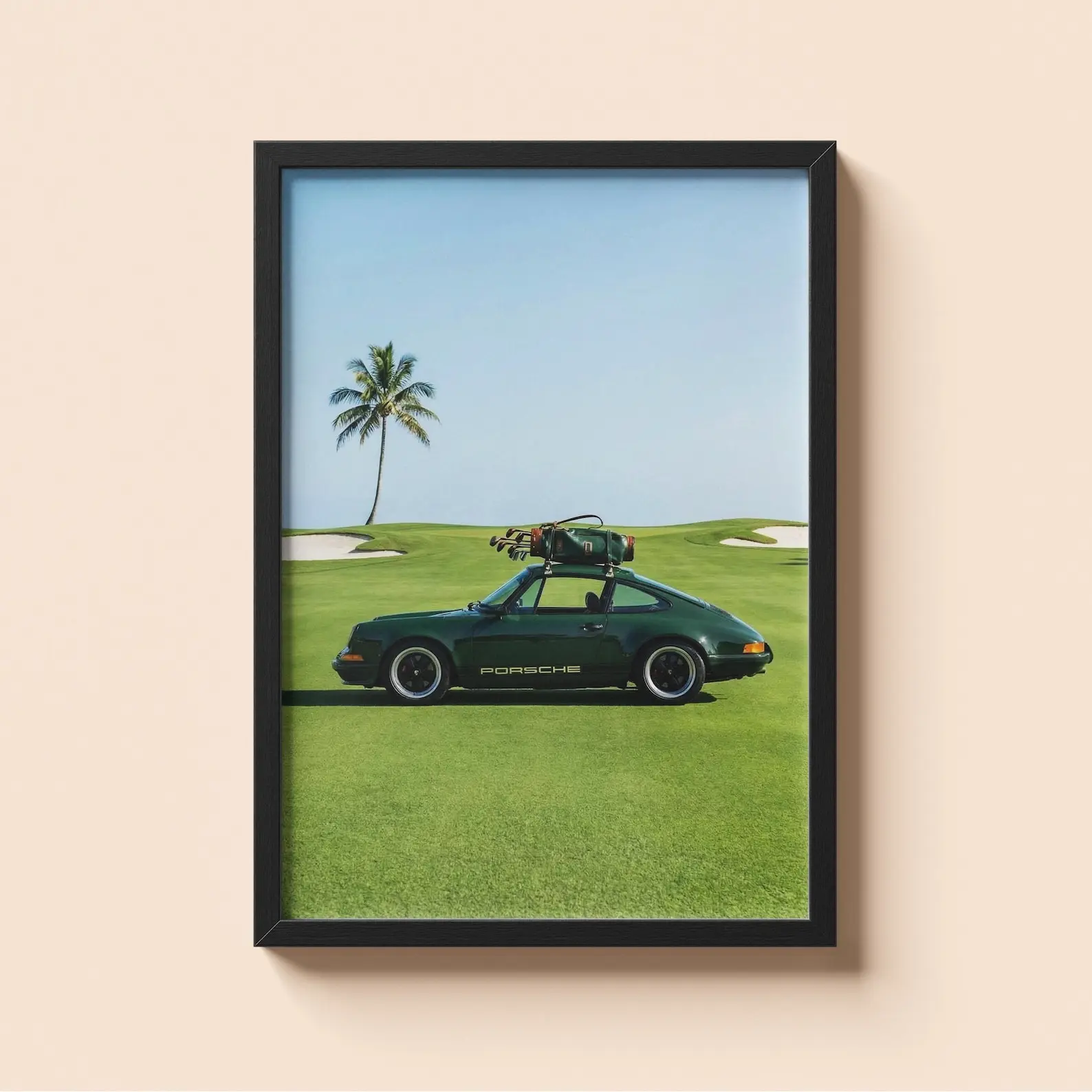 Porsche Golf Poster Print Unframed, Luxury Sports Car Wall Art, Golf Course Print, Vintage Country Club Decor, Car Lover Gift, Automotive Wall Poster Print