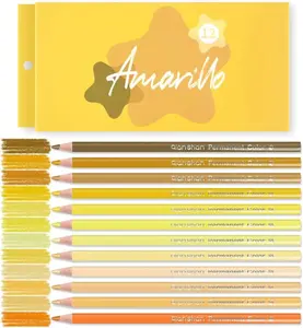 12 Yellow Colored Pencils Oil Based Pre-Sharpened Wooden Colored Pencil Set