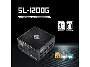 ASRock Steel Legend SL-1200G 80 PLUS GOLD & Cybenetics PLATINUM Full Modular Power Supply, ATX3.1 & PCIe5.1 Ready with Dual Color 12V-2x6 Cable, 10 Years Warranty