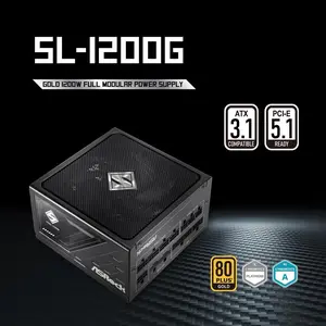 ASRock Steel Legend SL-1200G 80 PLUS GOLD & Cybenetics PLATINUM Full Modular Power Supply, ATX3.1 & PCIe5.1 Ready with Dual Color 12V-2x6 Cable, 10 Years Warranty