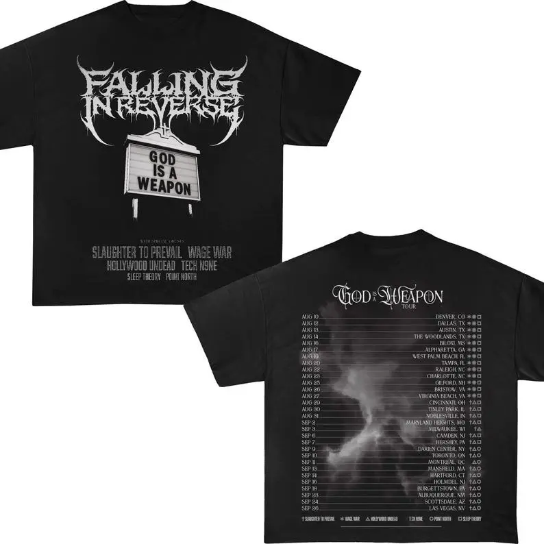 Falling In Reverse T-shirt, God Is A Weapon, World Tour Music 2025, Falling In Reverse, Rock Band Unisex Tee