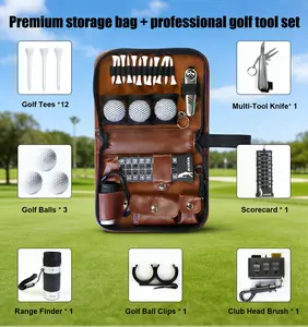 Golf Gift for Men Women, Premium Golf Accessories Kit with Rangefinder, Golf Balls, Tees, Brush, Ball Clamp, Multifunction Repair Knife & Leather Case, Golf Gift Set for Beginners and Pros