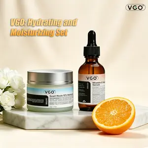 VGO Snail Mucin Moisturizer 50g Daily Face Gel Cream and 30ml/60ml Vitamin C Facial Serum Essence moisturizer Skincare Repair Comfort  Anti-Wrinkle Oil Hydrating Lightweight Moisture Sensitive Daily Hydration Intensive
