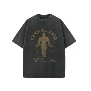 Gym Motivation Design With Golden Lettering & Weightlifting Art Print Washed T Shirt , Round Neck Gym & Outdoor Sports Apparel, All-Season Fitness Shirt, Training Gear, Sporty Design, Durable Construction, Performance Wear, Casual Athletes,