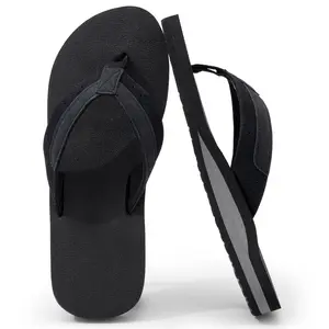Mens Flip Flops with Arch Support, Comfortable Yoga Mat Leather Walking Thong, Flip Flops Slip On Beach Sandals