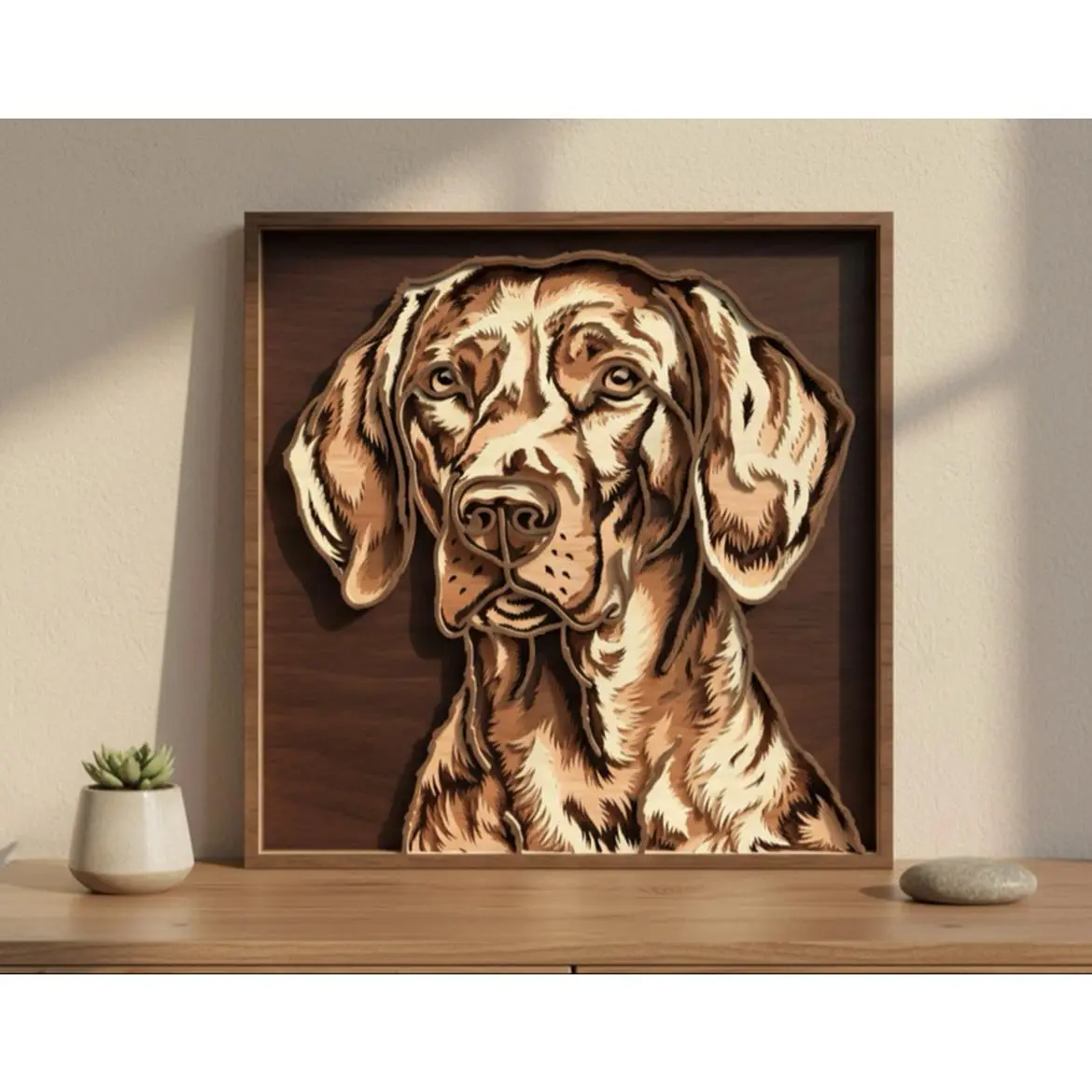 Labradore Dog Wooden Portrait - Handcrafted Artwork for Home Decor