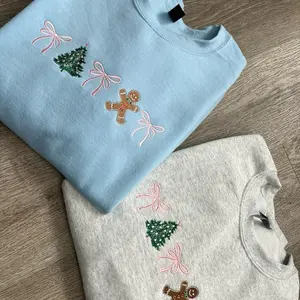 Christmas Embroidered Crewneck sweater Unisex Pullover Long Sleeve