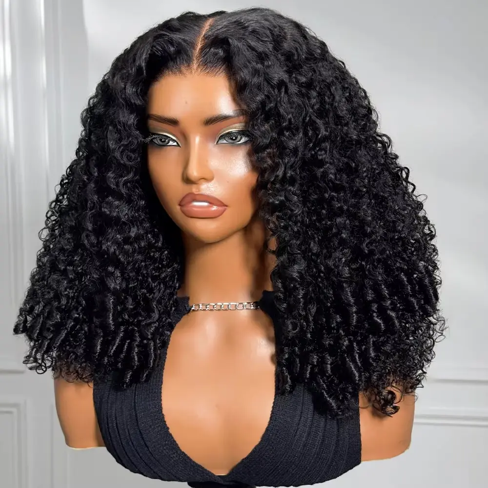 Wear Go Burmese Curly Human Hair 3 IN 1 Flip Over Half Wig Glueless 13x6 Lace Frontal Wigs Human Hair For Black Women Pre Plucked 200% Beginner Friendly