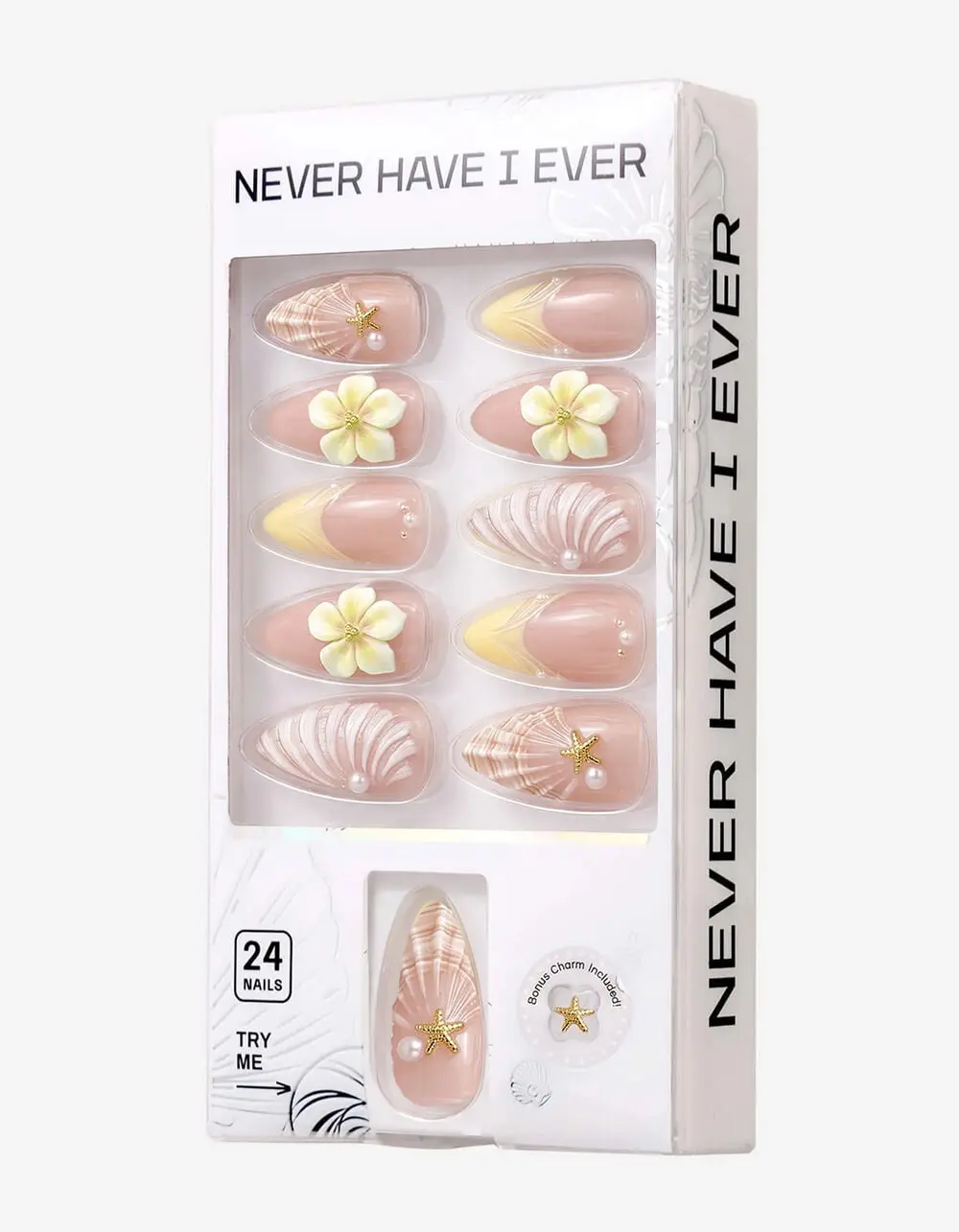 NEVER HAVE  Womens I EVER Shell Baby Press-On Nails, Yellow