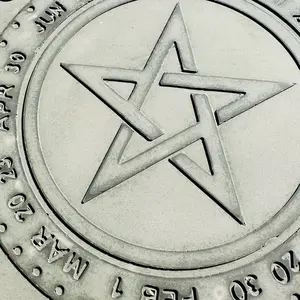 Large Fireproof Spell Casting Plate, Concrete Alter tools spell work witchcraft tools pentagram, Year of the Wheel Wiccan Calendar Decor Ornaments Religious