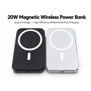 20W Magnetic Wireless Power Bank | Snap-On Portable Fast Charging External Battery | Dual-Side Compact Charger