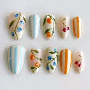 Summer Fruit Nails / Custom Press On Nails / Handmade Press on Nails / Faux Acrylic Nails / Gel Nails / Press on Nail