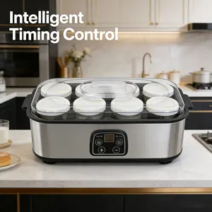 Stainless Steel Yogurt Machine with 8 Jars & 5 FREE Gifts for Healthy Home Cooking