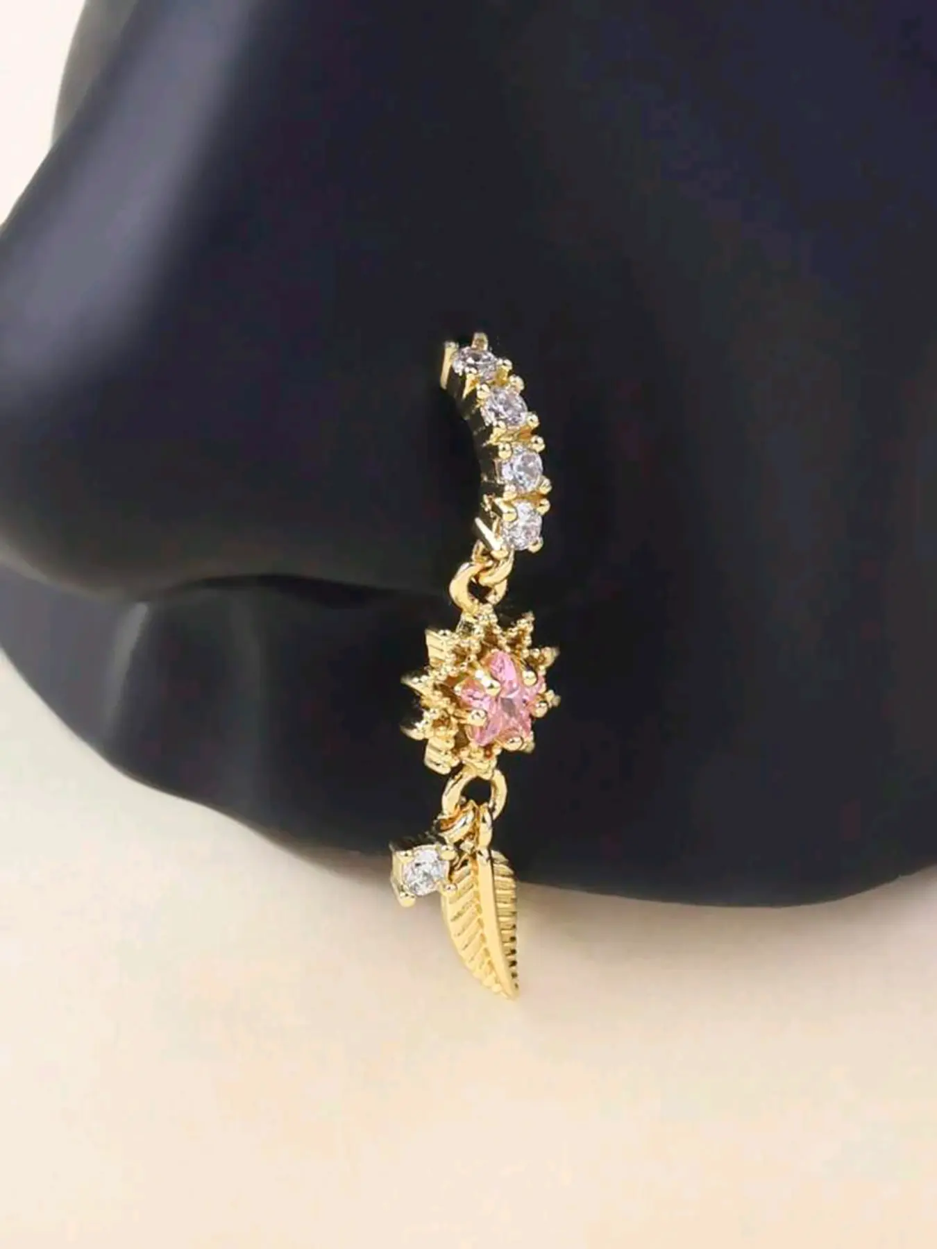 Copper Zircon Star Leaf Pendant Nose Ring Jewelry Body Jewellery Body Piercing Jewelry Nose Piercing Jewelry for Women, Christmas Halloween Valentine Birthday Gift, Casual All Season Wear