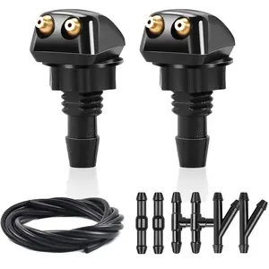 2pcs Front Windshield Washer Nozzles, Front Windshield Washer Nozzle Kit And Fluid Hose, Windshield Washer Nozzles Wiper Spray Fit For Most Cars