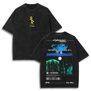 Edgerunners David x Lucyna Unisex Acid Washed Lightweight TSHIRT, Hoodie graphic tees, Cyberpunk Edgerunners, Lucy Shirt, Neoncore Streetwear T-shirt