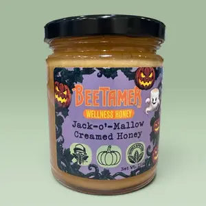 BeeTamer’s Jack O’ Mallow Creamed Honey – Summerween Edition 11 oz Pumpkin Marshmallow
