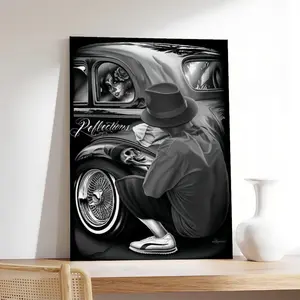 DGA Day of The Dead Lowrider Classic Skull Reflections Canvas  Poster Wall  Picture Print Modern  Living Room Decor Posters art