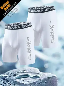 Men's Compression Shorts Set, Fashion Print Quick-Dry Breathable Gym Shorts, Gym Layered Tight-Fit Running Basketball Football Bottoms