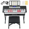 61 Key Piano Keyboard Electric Piano with Light-Up Keys 255 Tones Rhythms Smart Learning System Headphone Microphone Keyboard Stand Stool Stickers Complete Set for Beginners