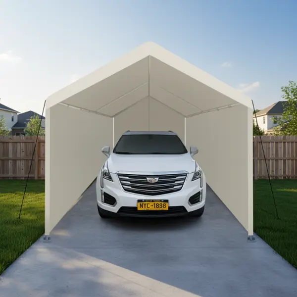 Bellemave Heavy-Duty Portable Carport Garage Tent - White Outdoor Storage Shelter for Patio & Backyard Furniture Canopy Shade