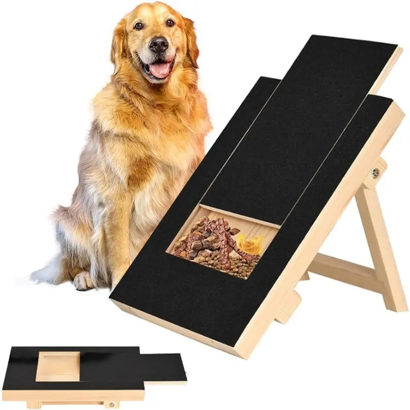 Dog for Nail Scratch Board - with Treat Drawer, Dog Scratch Pad for Nails - Durable Wooden for Nail Filing Board with Treat Drawer (All Breeds, Adjustable), Without Battery